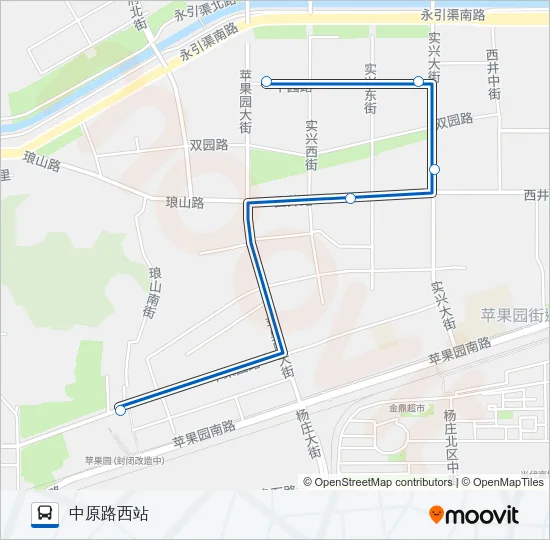 公交中关村科技园石景山园区通勤车路的线路图