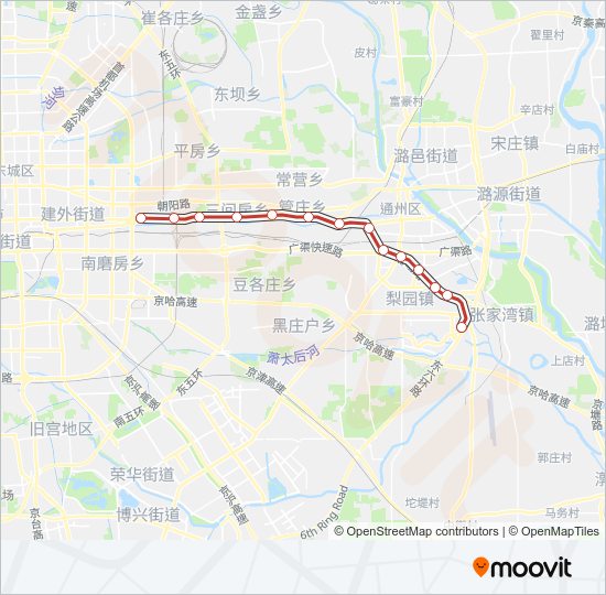 地铁八通 BATONG LINE路的线路图