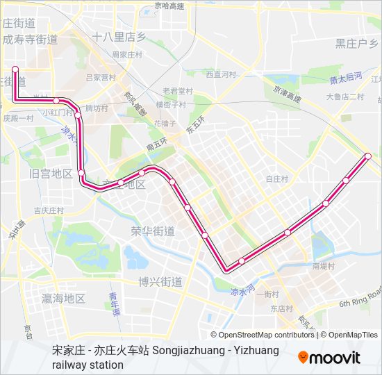 地铁亦庄 YIZHUANG LINE路的线路图