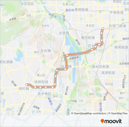 房山线 FANGSHAN LINE Metro Line Map