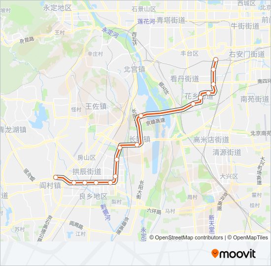 房山线 FANGSHAN LINE Metro Line Map