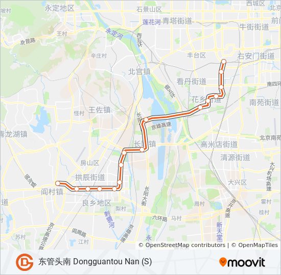 房山线 FANGSHAN LINE metro Line Map