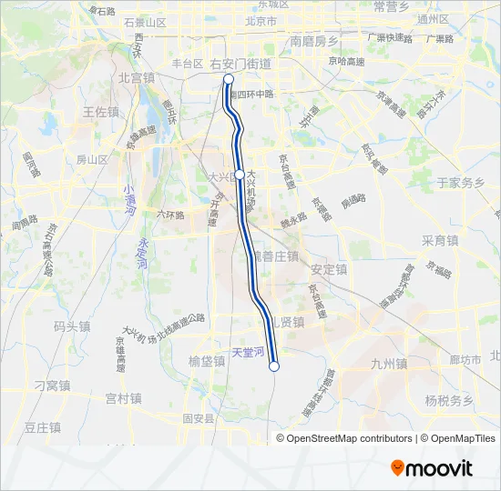 大兴机场线 DAXING AIRPORT EXPRESS Metro Line Map