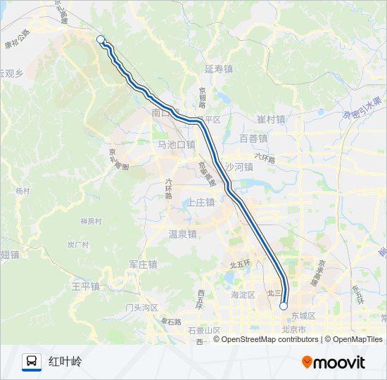 公交877红叶岭路的线路图