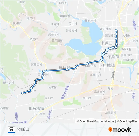 916沙峪口 Bus Line Map