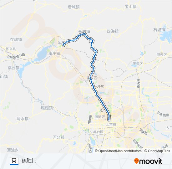 公交925德胜门路的线路图
