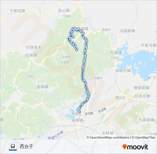 公交H13西台子路的线路图