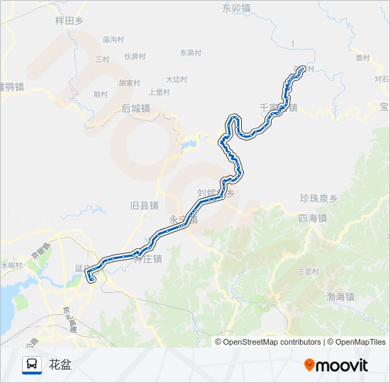 公交925支花盆镇路的线路图