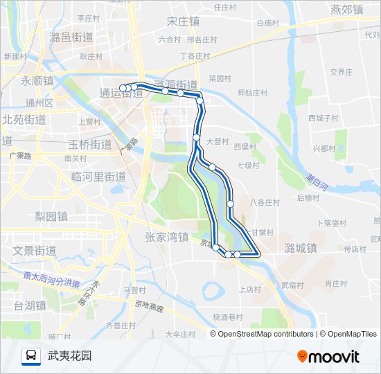 公交通州森林公园2路的线路图