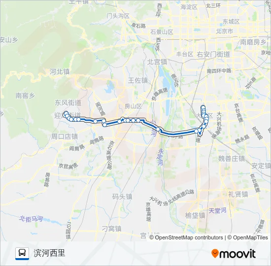 公交黄村-向阳专路的线路图