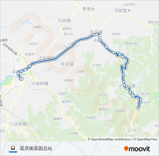 925大庄科-解字石 bus Line Map