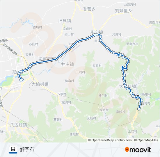 公交925大庄科-解字石路的线路图