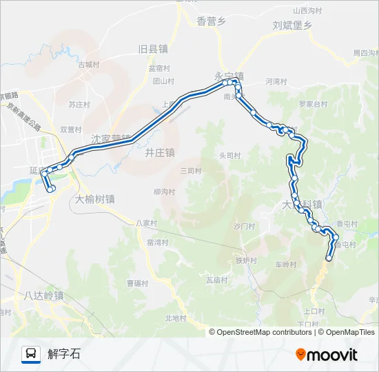 925大庄科-解字石 Bus Line Map
