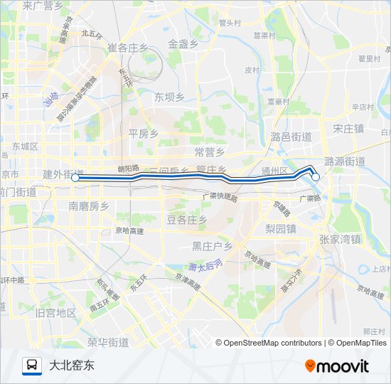 水仙西-大北窑直达快车 bus Line Map