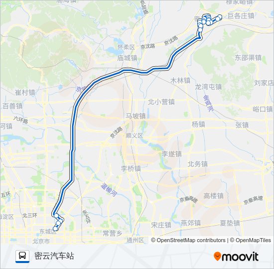 公交980快路的线路图