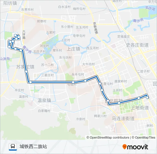 公交苏家坨通勤班车路的线路图