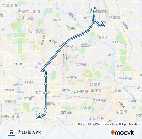 机场1线 (方庄线) bus Line Map