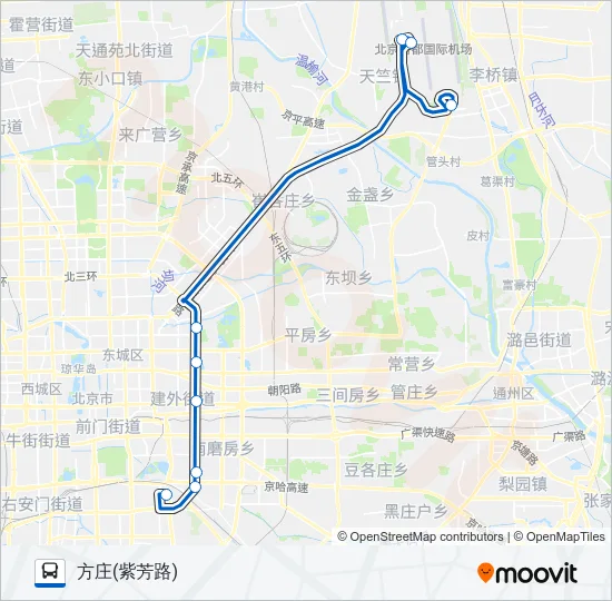 机场1线 (方庄线) Bus Line Map