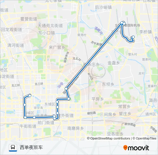 公交机场2 (西单线)路的线路图