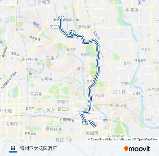 公交机场9 (通州线)路的线路图