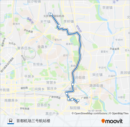 公交机场9 (通州线)路的线路图