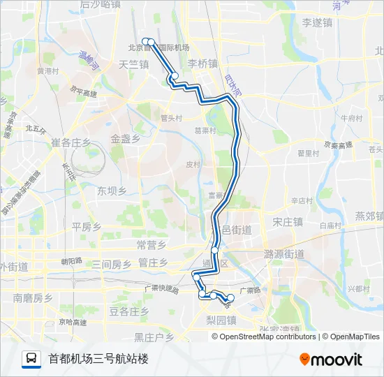 机场9线 (通州线) Bus Line Map