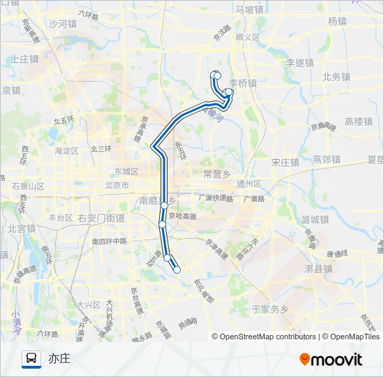 机场11线 (亦庄线) Bus Line Map