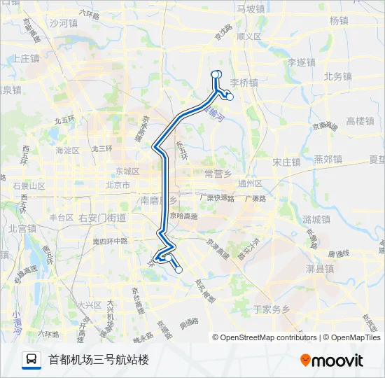 机场11线 (亦庄线) Bus Line Map