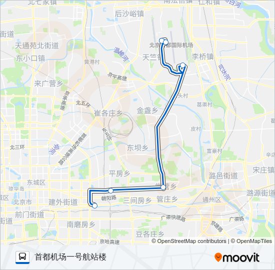 公交机场12 (四惠线)路的线路图