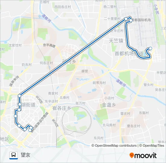机场14线 (望京线) Bus Line Map