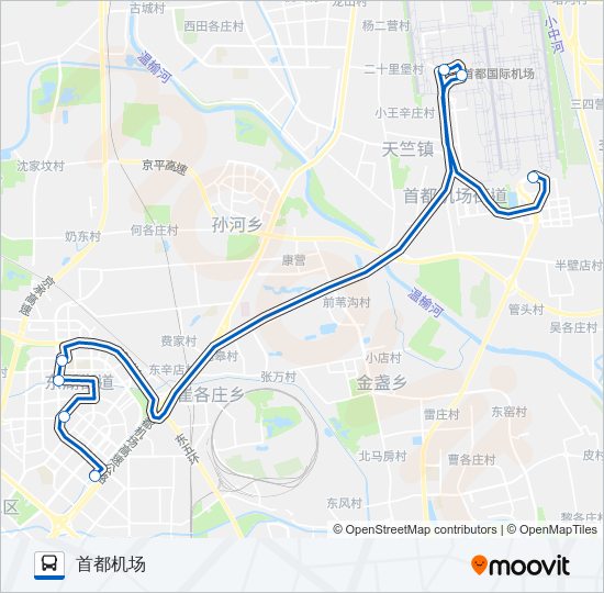 机场14线 (望京线) bus Line Map