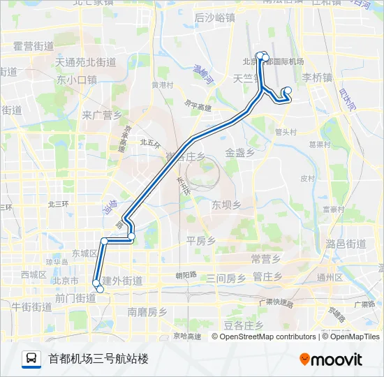 机场3线 (北京站线) Bus Line Map