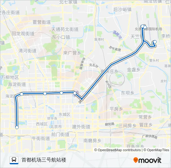 公交机场4 (公主坟线)路的线路图