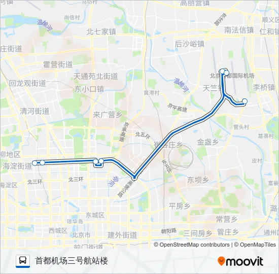 机场5线 (中关村线) Bus Line Map