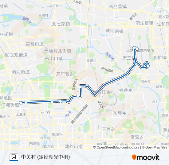 公交机场5 (中关村线)路的线路图