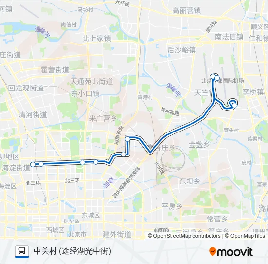 机场5线 (中关村线) Bus Line Map