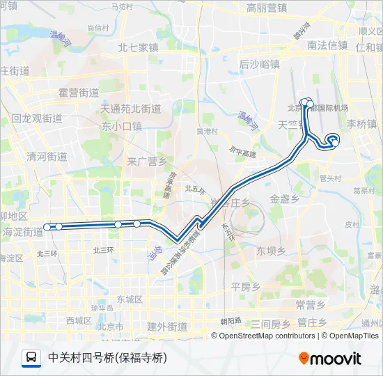 机场5线 (中关村线) Bus Line Map