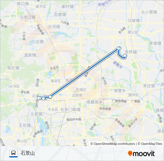 机场16线 (石景山线) Bus Line Map