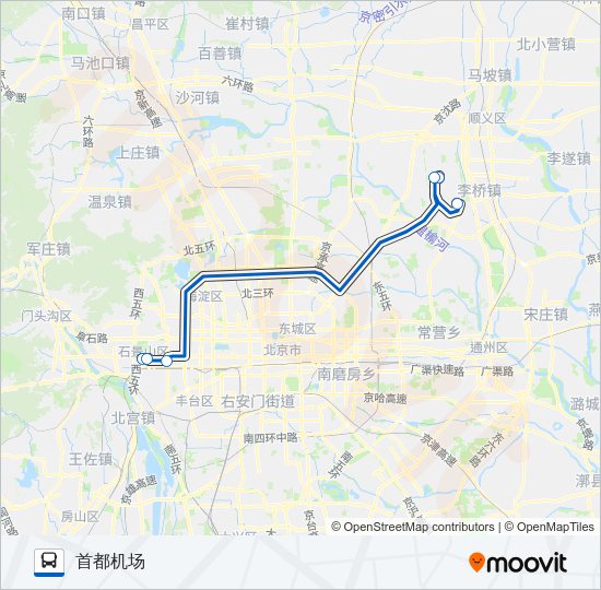 公交机场16 (石景山线)路的线路图