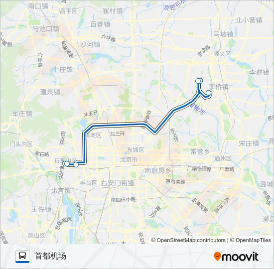 机场16线 (石景山线) Bus Line Map