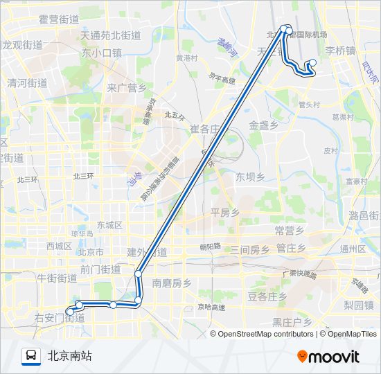 公交机场10 (北京南站线)路的线路图