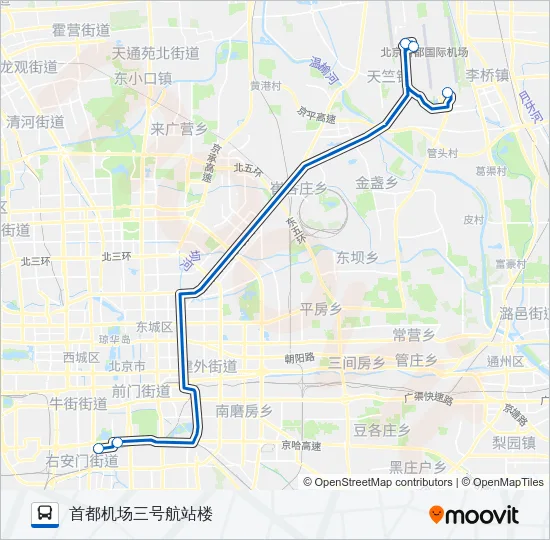 公交机场10 (北京南站线)路的线路图