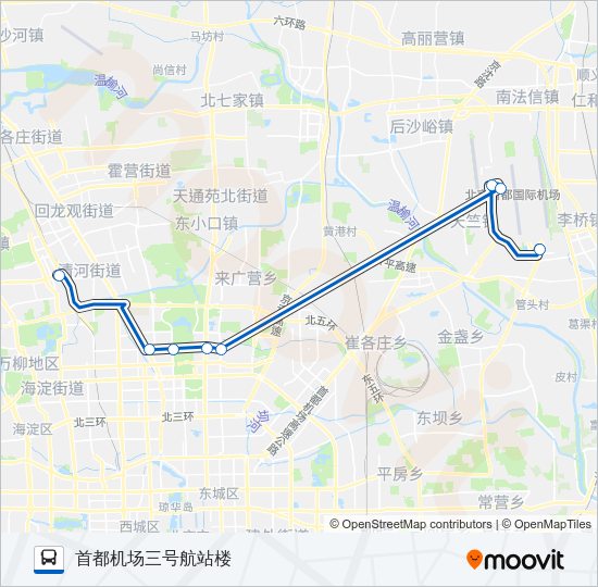 公交机场6 (上地、奥运线)路的线路图