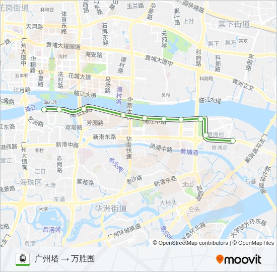 有轨电车海珠有轨电车 THZ1路的线路图