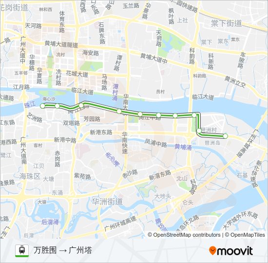 有轨电车海珠有轨电车 THZ1路的线路图