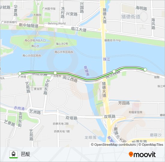 有轨电车海珠有轨电车 THZ1路的线路图