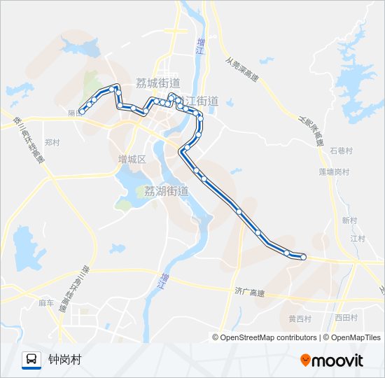 公交增城1路的线路图