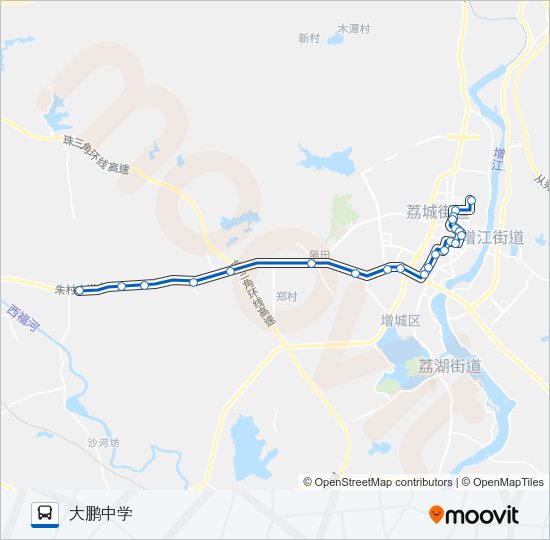 公交增城2路的线路图