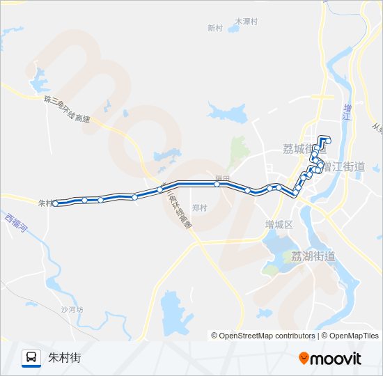 公交增城2路的线路图