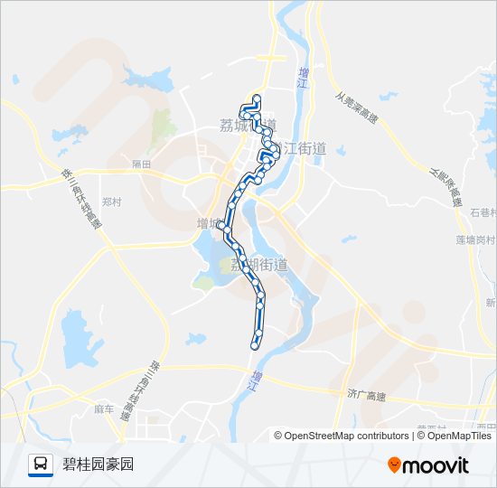 公交增城5路的线路图